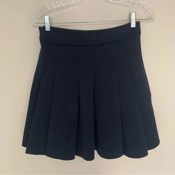 T Alexander Wang Jersey Bonded Neoprene Box Pleat  Skirt Navy M - Picture 3 of 11